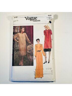 1980s Vogue 8167 Sz 16 Tucked Dress Tunic Skirt Sewing Pattern  CC